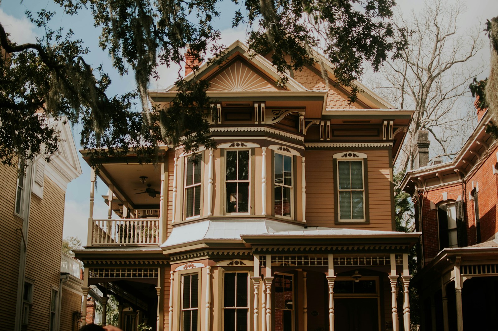 beige 2-story house, home